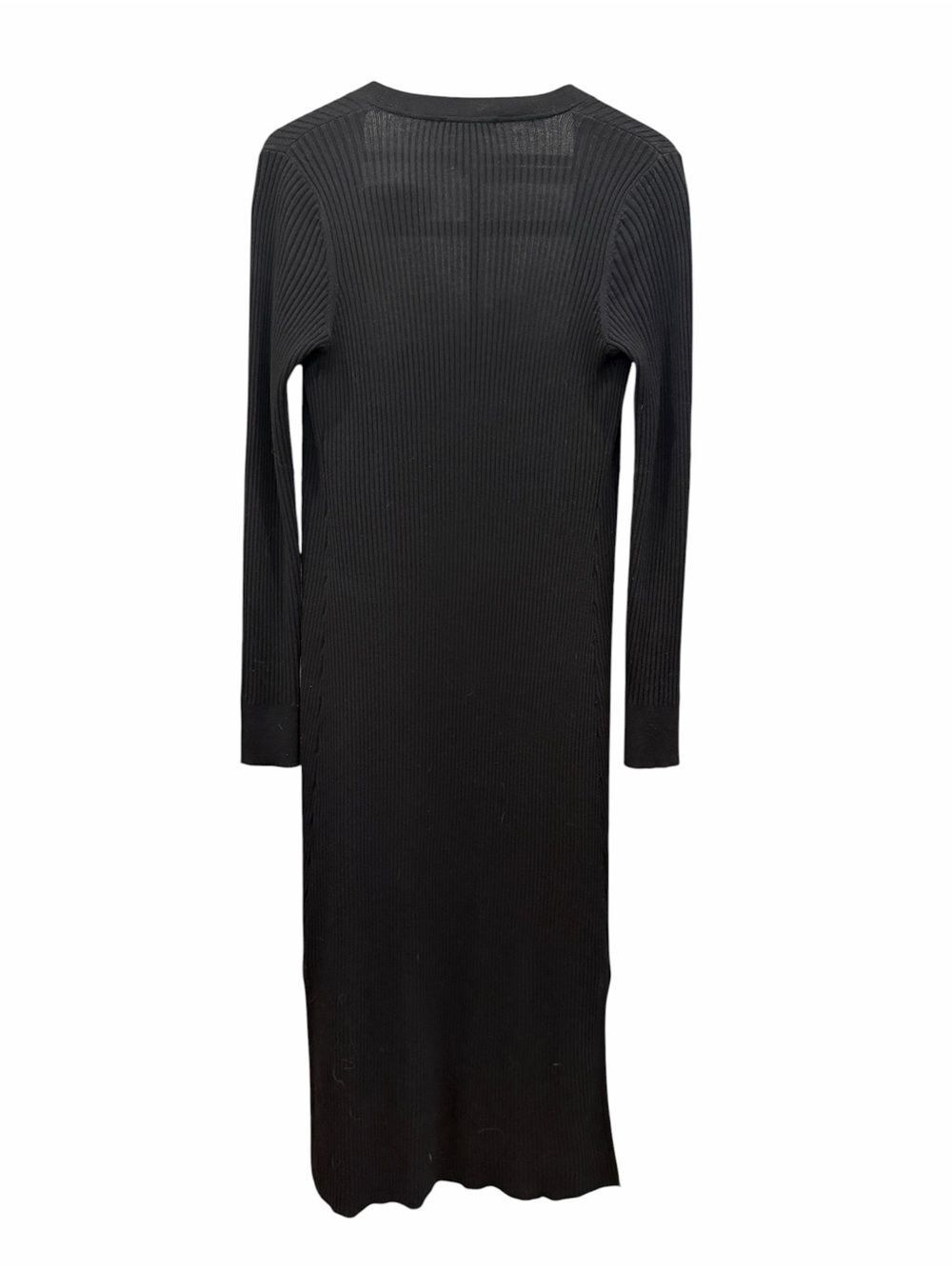 White House Black Market Ribbed Long Duster Cardigan WHBM Open Front Black M - Picture 4 of 12